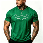 Gotham Vigilante: Minimalist Bat Outline Graphic Loose Cotton Tee