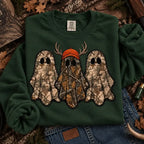 Retro Ghost Hunting Sweatshirt with Spooky Camo Graphic for Halloween Outfits