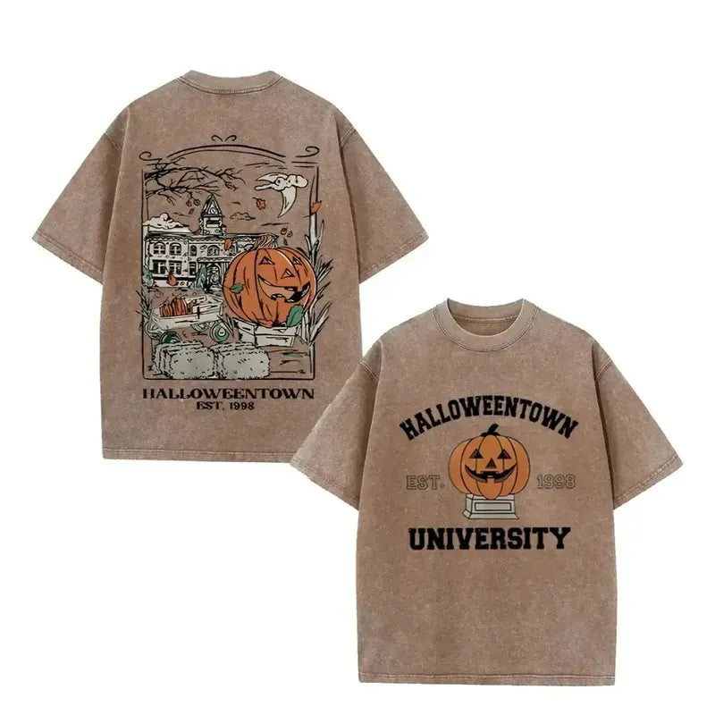 Vintage Halloweentown Pumpkin Graphic Tee Retro Halloween Streetwear Shirt