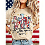 Patriot Heritage: Vintage USA 250th Anniversary "God Bless America" Washed Tee