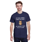 The "Horrible Things For Money" Grumpy Raccoon Sarcastic Work Humor Tee