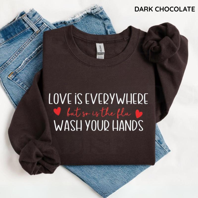 "Love & Flu" Funny School Nurse Sweatshirt | Teacher Valentine Crewneck