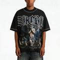 Retro Angel Graphic T-Shirt with Gothic Streetwear Style for Men