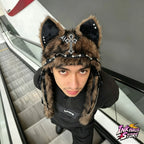 Y2K Gothic Fluffy Wolf Ear Trapper Hat for Punk Winter Cosplay Outfits