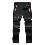 Men's Waterproof Fleece-Lined Softshell Thermal Pants with Zip Pockets