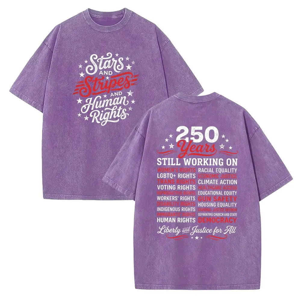 Stars and Stripes and Human Rights Social Justice Patriotic Graphic T-Shirt