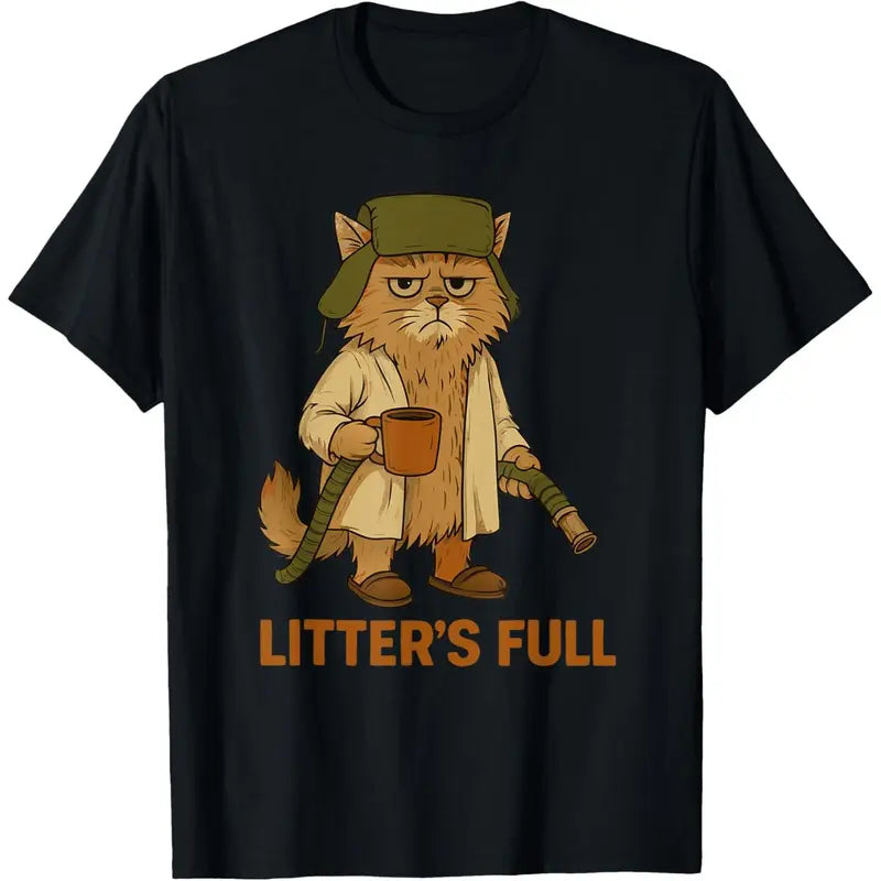Funny Litter’s Full Cat Christmas Graphic Tee for Holiday Humor Outfits