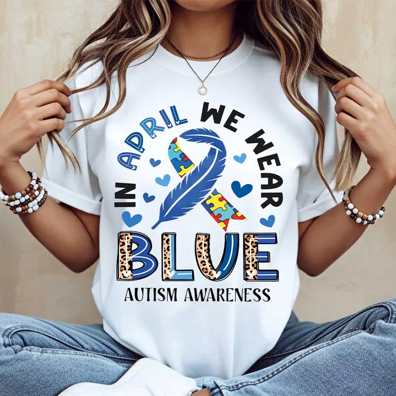 Wear Blue with Heart: Autism Awareness Month Empowerment Graphic Tee