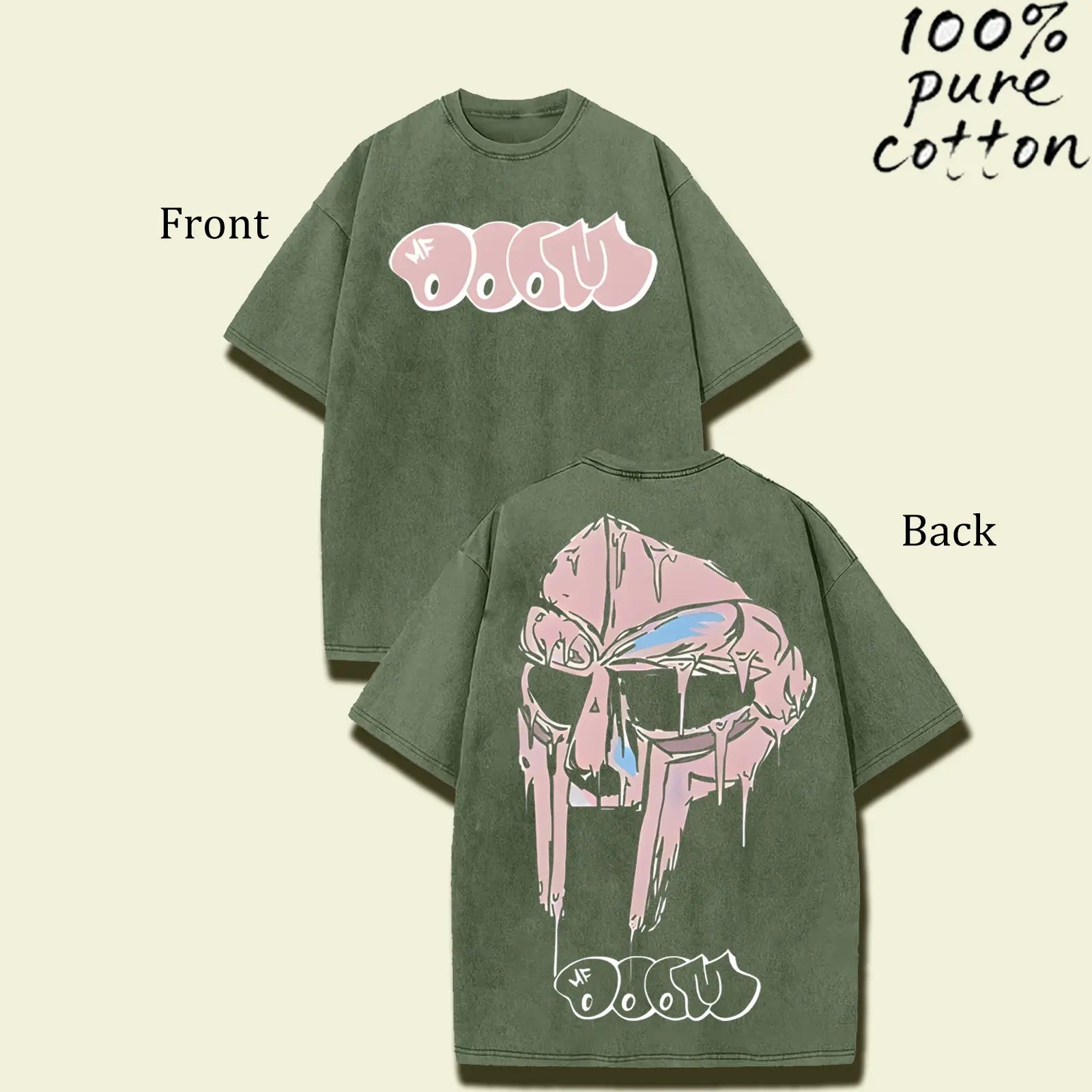 MF DOOM Madvillain Metal Mask Vintage Washed Tee - Oversized Retro Hip-Hop Streetwear Shirt
