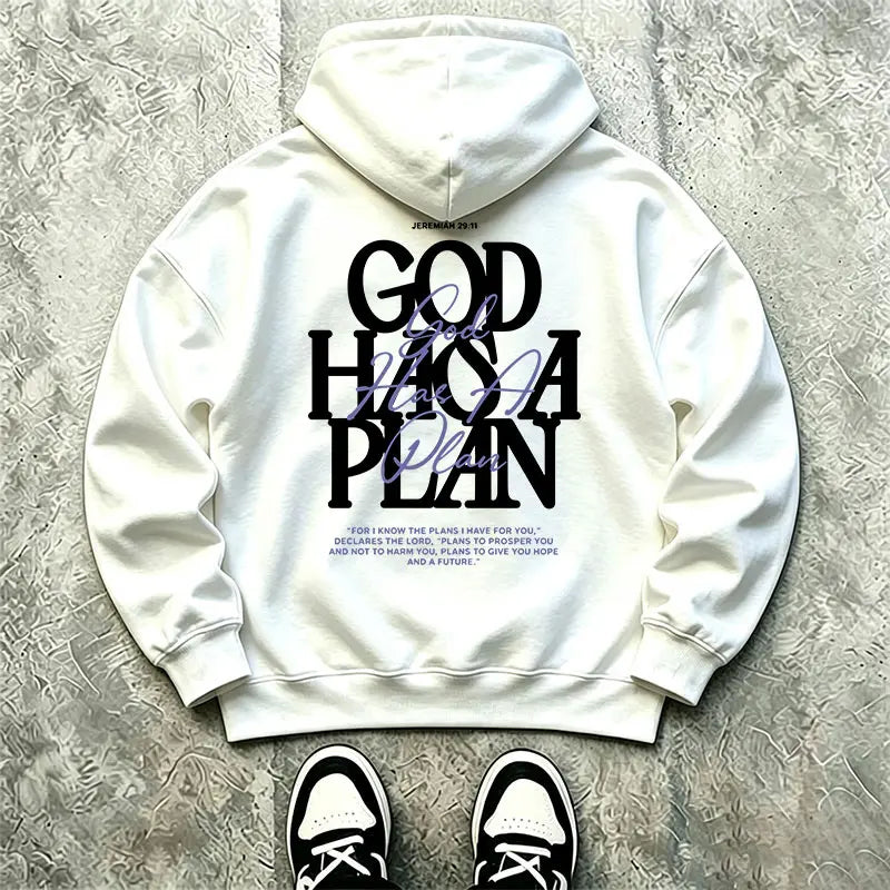 God Has A Plan Faith Hoodie for Inspirational Christian Streetwear Outfits