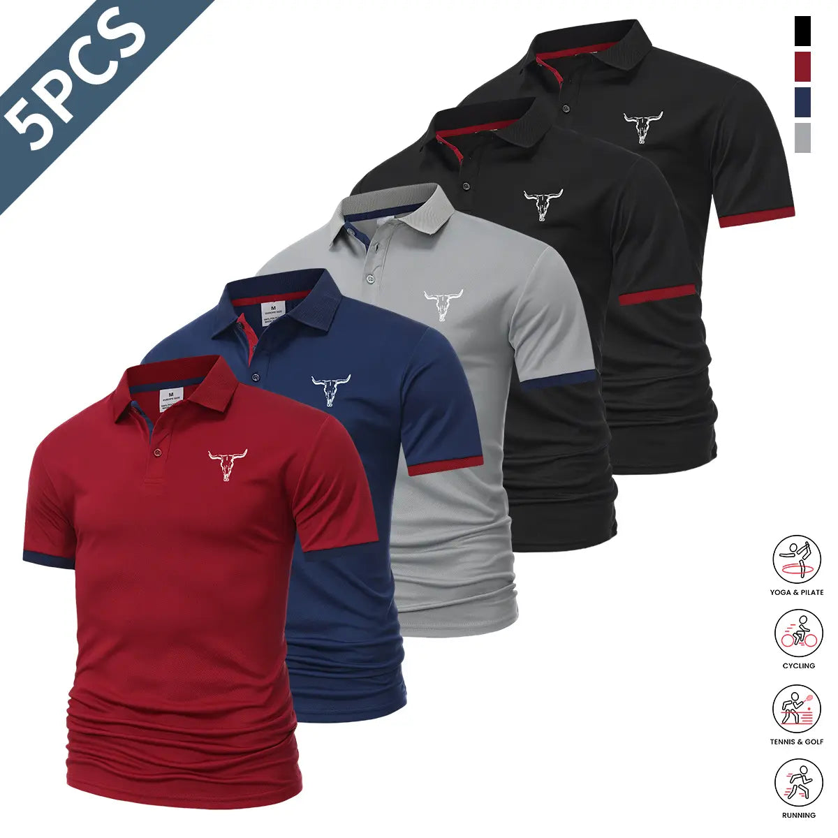 Men's Quick Dry Polo Shirt Set with Sporty Casual Style for Golf and Travel