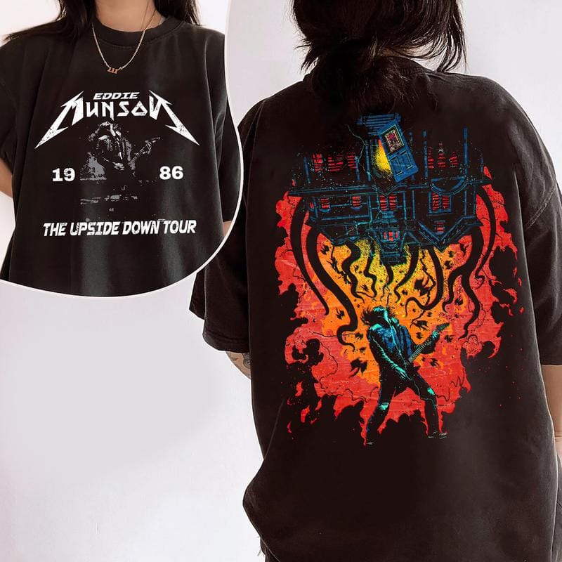 Retro Eddie Munson 2 sides Shirt, Eddie Upside Down Graphic Sweatshirt, Hoodie