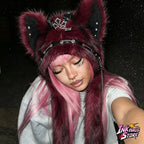 Y2K Gothic Fluffy Wolf Ear Trapper Hat for Punk Winter Cosplay Outfits