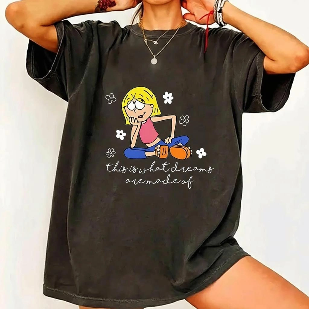 MadFits Washed Charcoal What Dreams Are Made Of Y2K Retro Tee Lifestyle Front View